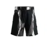 Hugo Boss Cotton-terry Shorts With Camouflage Print In Black