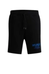 Hugo Boss Loose-fit Shorts In Cotton Terry With Logo Print In Black