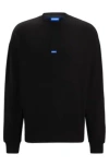 Hugo Cotton-terry Sweatshirt With Blue Logo Label In Black