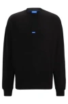 Hugo Boss Cotton-terry Sweatshirt With Blue Logo Label In Black