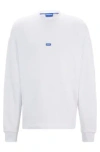 Hugo Cotton-terry Sweatshirt With Blue Logo Label In White