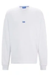 Hugo Boss Cotton-terry Sweatshirt With Blue Logo Label In White