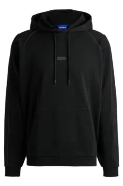Hugo Boss Cotton-terry Sweatshirt With Decorative Reflective Trims In Black