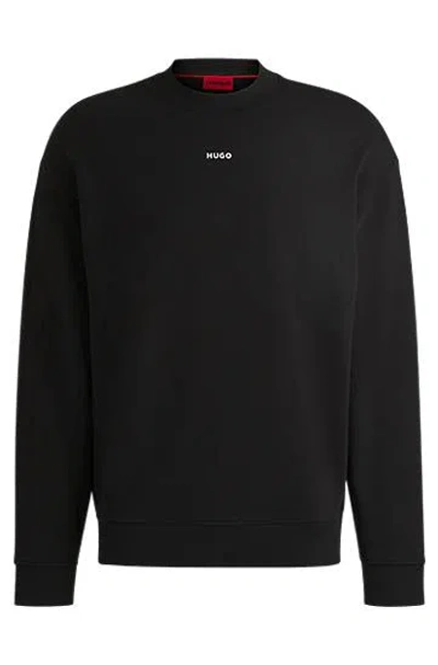 Hugo Cotton-terry Sweatshirt With Logo Print In Black