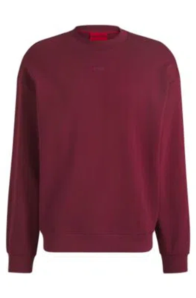Hugo Boss Cotton-terry Sweatshirt With Logo Print In Dark Pink