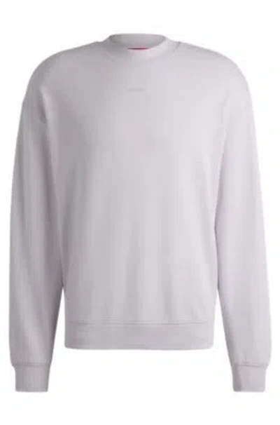 Hugo Boss Cotton-terry Sweatshirt With Logo Print In Light Purple