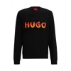 Hugo Boss Cotton-terry Sweatshirt With Puffed Flame Logo In Black