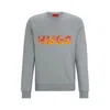 Hugo Boss Cotton-terry Sweatshirt With Puffed Flame Logo In Grey