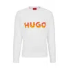 Hugo Boss Cotton-terry Sweatshirt With Puffed Flame Logo In White