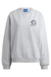 Hugo Boss Cotton-terry Sweatshirt With Seasonal Graphic Prints In Light Grey
