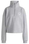 Hugo Boss Cotton-terry Sweatshirt With Seasonal Logo Graphics In Light Grey