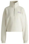 Hugo Boss Cotton-terry Sweatshirt With Seasonal Logo Graphics In White