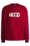 Hugo Boss Cotton-terry Sweatshirt With Smiley-face Logo In Dark Red