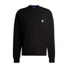 Hugo Boss Cotton-terry Sweatshirt With Smiley-face Logo Patch In Black