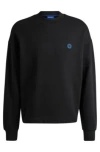 Hugo Boss Cotton-terry Sweatshirt With Smiley-face Logo Patch In Black
