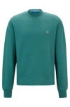 Hugo Boss Cotton-terry Sweatshirt With Smiley-face Logo Patch In Green