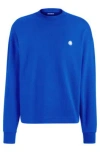 Hugo Boss Cotton-terry Sweatshirt With Smiley-face Logo Patch In Light Blue