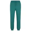 Hugo Boss Cotton-terry Tracksuit Bottoms With Smiley-face Logo Patch In Green