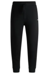 Hugo Boss Cotton-terry Tracksuit Bottoms With Logo Print In Black