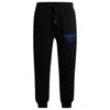 Hugo Boss Cotton-terry Tracksuit Bottoms With Logo Print In Black