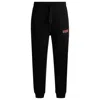 Hugo Boss Cotton-terry Tracksuit Bottoms With Logo Print In Black