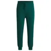 Hugo Boss Cotton-terry Tracksuit Bottoms With Logo Print In Green