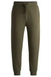 Hugo Boss Cotton-terry Tracksuit Bottoms With Logo Print In Khaki