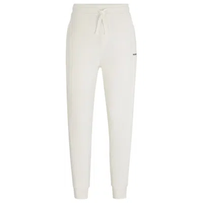 Hugo Boss Cotton-terry Tracksuit Bottoms With Logo Print In White