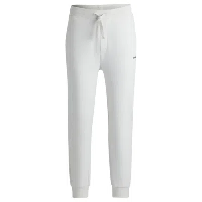 Hugo Boss Cotton-terry Tracksuit Bottoms With Logo Print In White
