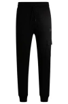 Hugo Boss Cotton-terry Tracksuit Bottoms With Logo Trim In Black