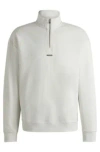 Hugo Boss Cotton-terry Zip-neck Sweatshirt With Logo Print In White