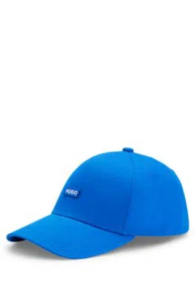 Hugo Boss Cotton-twill Cap With Embroidered Logo Label In Light Blue