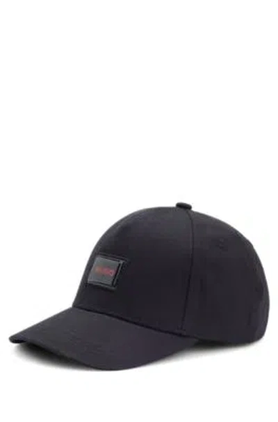 Hugo Cotton-twill Cap With Logo Patch In Black