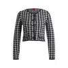 Hugo Boss Cropped Cardigan In A Houndstooth Cotton Blend In Multi
