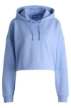 Hugo Boss Cropped Cotton-terry Hoodie With Happy Hugo Logo Badge In Blue