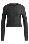 Hugo Boss Cropped Slim-fit Sweater With Sequin Embellishment In Black