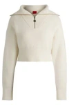 Hugo Boss Cropped Sweater With Stacked-logo Zip Puller In White