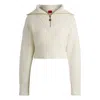 Hugo Boss Cropped Sweater With Stacked-logo Zip Puller In White