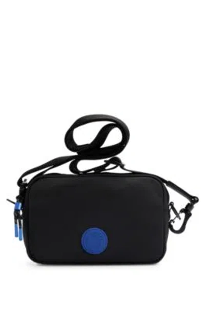 Hugo Boss Crossbody Bag With Smiley-face Logo Patch In Black