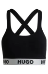 Hugo Boss Crossed-back Bralette In Stretch Cotton With Logo Band In Black
