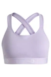 Hugo Boss Crossed-back Bralette In Stretch Cotton With Logo Band In Light Purple
