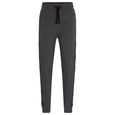 Hugo Cuffed Tracksuit Bottoms In With Logo Tape In Light Grey