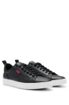 Hugo Boss Cupsole Trainers In Faux Leather With Logo Flag In Black