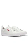 Hugo Boss Cupsole Trainers In Faux Leather With Logo Flag In White