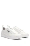 Hugo Boss Cupsole Trainers In Faux Leather With Logo Flag In White
