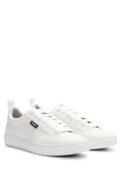 Hugo Boss Cupsole Trainers In Faux Leather With Logo Flag In White