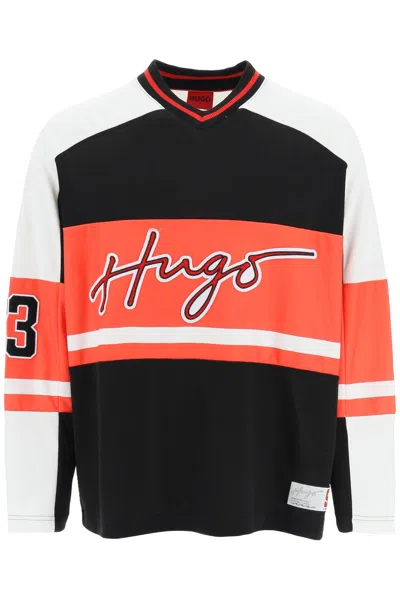 Hugo Dalado Mesh Hockey Sweatshirt In White,black,red