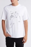 Hugo Boss Relaxed-fit T-shirt In Cotton Jersey With Face Print In White