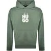 Hugo Boss Flame-print Hoodie In Green