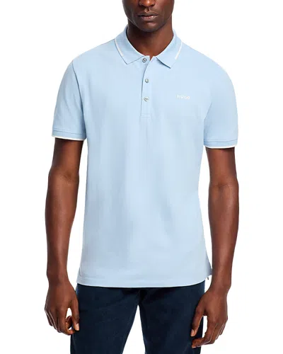 Hugo Boss Dinoso222 Mens Stretch Cotton Slim-fit Polo With Printed Logo Col In Light Pastel Blue